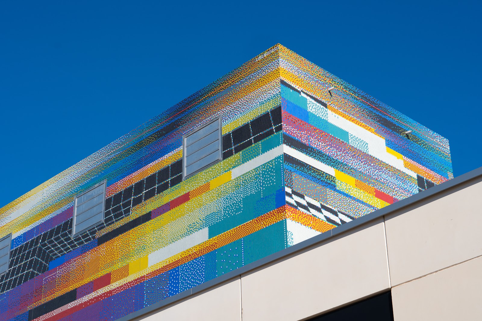 Chromadynamica (UPV mosaic facade), 2020 — foto del Drive del estudio (harvest 2026-07-04) · carpeta valencia-2020-upv-mosaic
