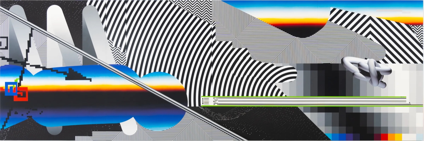 Optichromie 145 · 2022 · esmalte y pintura UV sobre panel composite de aluminio · 200×600 cm · Collected by Buffalo AKG Art Museum